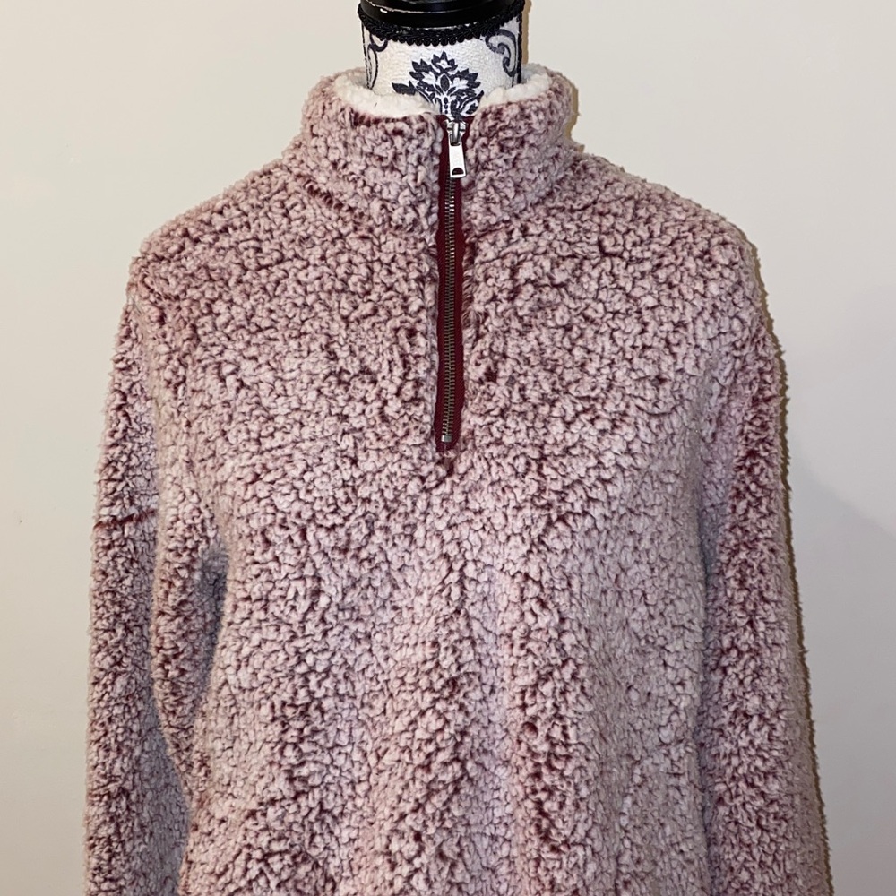 NWT!! Love Tree Sherpa 1/4 Zip Pullover Sweater - Soft Pink Size Large - Picture 4 of 13